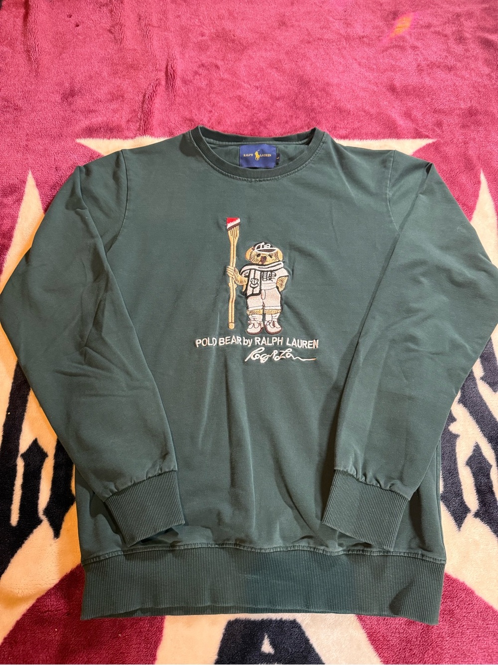 Ralph Lauren Forest Green Polo Bear Crewneck Sweater